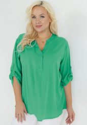 Zielona Bluzka z Wiskozy Artanassa. Zielone bluzki damskie Born2be, na lato, l, bez wzorów, z wiskozy, bez kołnierzyka, bez ramiączek. Za 49.99 zł.