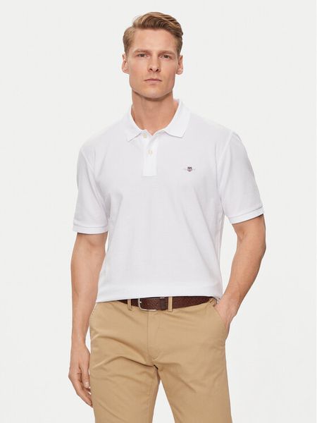 Gant Polo Shield 2210 Biały Regular Fit. Białe koszulki polo męskie GANT, m, bez wzorów, z bawełny, bez ramiączek. Za 243.99 zł.