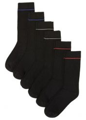 Skarpety (6 par), bawełna organiczna. Czarne skarpety damskie bonprix, bez wzorów, z bawełny. Za 42.99 zł.