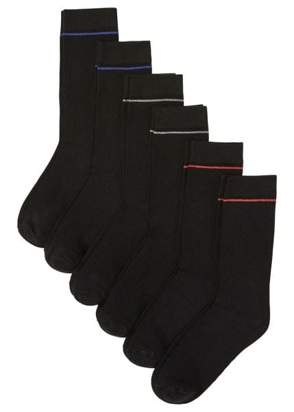 Skarpety (6 par), bawełna organiczna. Czarne skarpety damskie bonprix, bez wzorów, z bawełny. Za 42.99 zł.