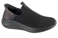 Buty sportowe Sneakersy chłopięce, Slip-Ins Ultra Flex 3.0 - Smooth Step. Czarne trampki i tenisówki chłopięce Skechers, bez wzorów, z materiału, sportowe, przed kostkę, bez zapięcia. Za 239.99 zł.