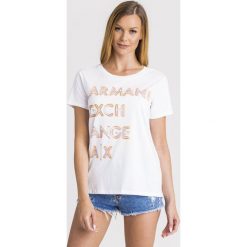 T-SHIRT Armani Exchange. Białe t-shirty damskie Armani Exchange, l, bez wzorów, z bawełny, bez kołnierzyka. Za 160.30 zł.