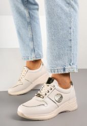 Beżowe Sneakersy z Metalicznymi Ozdobami Yaslevi. Brązowe obuwie sportowe damskie Born2be, bez wzorów, z jeansu. Za 119.99 zł.