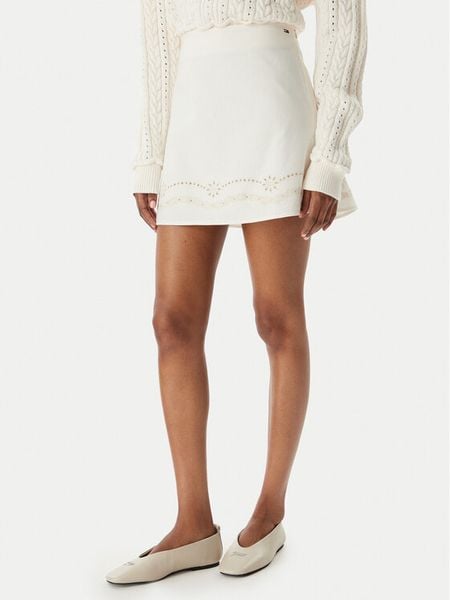 Tommy Jeans Spódnica mini DW0DW22297 Biały Regular Fit. Białe spódnice damskie Tommy Jeans, m, bez wzorów, z bawełny, mini. Za 261.99 zł.