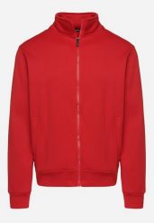 Czerwona Bluza z Bawełną Zapinana na Suwak Wykończona Polarem Oadela. Czerwone bluzy męskie Born2be, l, bez wzorów, z bawełny, bez kaptura. Za 84.99 zł.