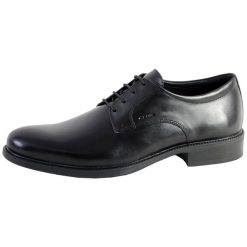 Derbie Geox Carnaby Smooth Leather. Czarne buty sportowe męskie Geox, ze skóry, bez zapięcia. Za 506.00 zł.