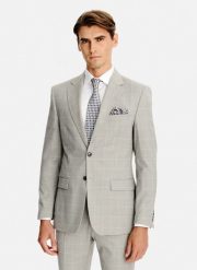 PAKO LORENTE - Wełniana marynarka garniturowa w kratkę. Brązowe marynarki męskie Pako Lorente, bez wzorów, z poliesteru, młodzieżowe. Za 1,999.99 zł.