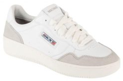 Buty sportowe Sneakersy damskie, Sport Court 2.0 - On The Block. Białe obuwie sportowe damskie Skechers, bez wzorów, z materiału, trekkingowe, Skechers Sport. Za 249.99 zł.