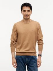 Tommy Hilfiger Sweter z dodatkiem kaszmiru Mężczyźni Bawełna brązowy, L. Brązowe swetry przez głowę męskie Tommy Hilfiger, l, bez wzorów, z bawełny, bez kołnierzyka. Za 489.95 zł.