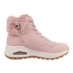 Buty Skechers Uno Rugged 167274/BLSH z Futrem różowe. Czerwone obuwie sportowe damskie bez wzorów, z polaru. Za 518.78 zł.
