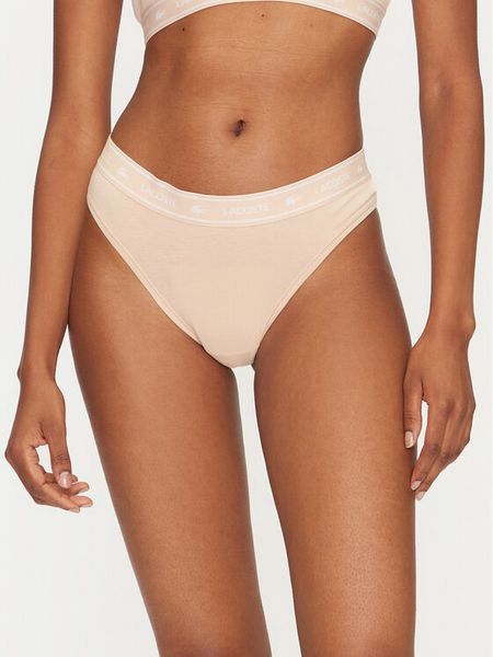 Lacoste Stringi 8F1342 Beżowy. Brązowe stringi damskie Lacoste, xl, bez wzorów, z bawełny. Za 49.99 zł.