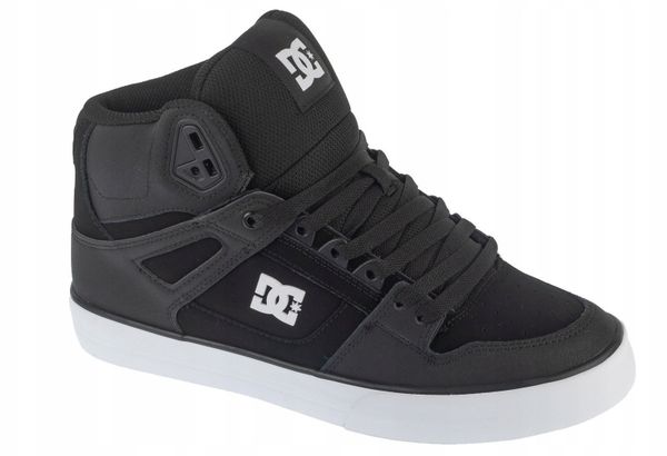 DC Pure High-Top Wc ADYS400043-BLW Czarne 41. Czarne trampki męskie DC Shoes, bez wzorów, bez zapięcia. Za 312.70 zł.