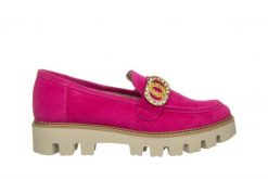 Mokasyny Bayla-159 4806 152-P Fuksja Welur 159122, Skóra naturalna - 40. Czerwone mokasyny damskie Bayla, ze skóry, biznesowe. W wyprzedaży za 179.10 zł.