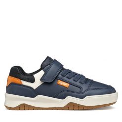 Sneakersy Geox. Niebieskie trampki i tenisówki chłopięce Geox, bez wzorów, bez zapięcia. Za 249.99 zł.