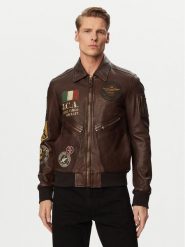 Aeronautica Militare Kurtka skórzana 261PN5056U100839 Brązowy ciemny Regular Fit. Brązowe kurtki męskie Aeronautica Militare, m, bez wzorów, ze skóry, bez kaptura. Za 6,549.00 zł.