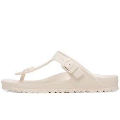 Klapki Birkenstock Gizeh Eva Damskie. Białe klapki damskie Birkenstock, bez wzorów, z materiału, bez obcasa. Za 252.30 zł.