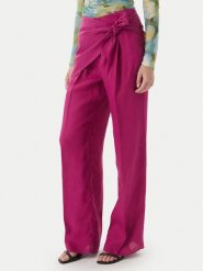 Marella Spodnie materiałowe Solista 2613131114 Różowy Relaxed Fit. Czerwone spodnie materiałowe damskie Marella, bez wzorów, ze lnu. Za 969.99 zł.