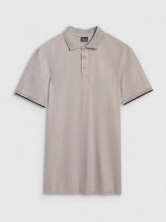 4F Koszulka polo regular męska - szara XXL. Szare koszulki polo męskie 4f, m, bez wzorów, z bawełny, bez kołnierzyka, bez ramiączek. Za 89.99 zł.