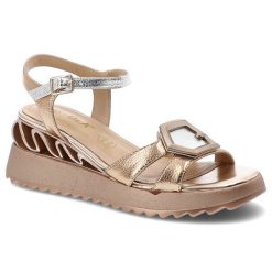 Sandały damskie S.Barski, na lekkiej platformie z efektownymi metalicznymi paskami i regulowanym zapięciem przy kostce ozdobna klamra oraz stabilna p. Czerwone klapki damskie S.BARSKI, bez wzorów, bez obcasa, na koturnie, bez zapięcia. Za 289.00 zł.