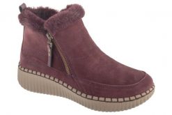 Buty zimowe damskie, Wilshire Blvd - Fresh Zip. Czerwone obuwie sportowe damskie Skechers, bez wzorów, z materiału. Za 259.99 zł.
