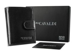 Portfel skórzany 4U Cavaldi 0720L-P-BS-RFID czarny. Czarne portfele męskie 4U Cavaldi, bez wzorów, ze skóry. Za 46.00 zł.