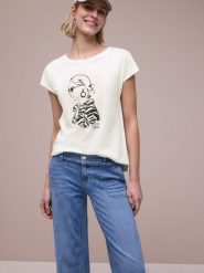Street One Koszulka Kobiety Bawełna biały, 46. Białe t-shirty damskie Street One, bez wzorów, z bawełny, street, bez kołnierzyka. Za 119.95 zł.