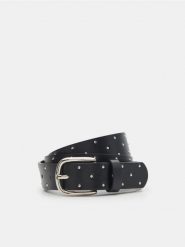 Pasek - czarny. Czarne paski damskie Sinsay, bez wzorów, ze skóry. Za 19.99 zł.