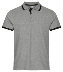 Clique Polo Austin z bawełny - Kontrastowe paski, Grey Melange. Szare paski damskie CLIQUE, bez wzorów, z bawełny, klasyczne. Za 162.24 zł.