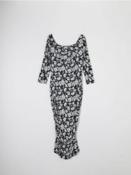 Sukienka midi z odkrytymi ramionami - wielobarwny. Sukienki damskie Sinsay, l, bez wzorów, eleganckie, bez kołnierzyka, bez ramiączek, midi, z odkrytymi ramionami. Za 49.99 zł.