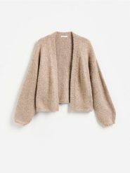 Kardigan z metalizowaną nicią - brązowy. Brązowe kardigany damskie Reserved, l, bez wzorów, z dzianiny. Za 139.99 zł.
