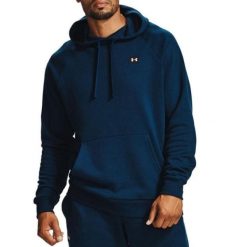 Bluza turystyczna męska Under Armour Rival Fleece. Niebieskie bluzy męskie Under Armour, m, bez wzorów, z bawełny, z kapturem. Za 180.55 zł.