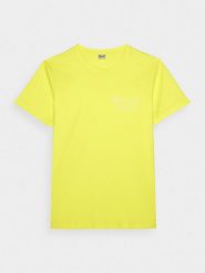 4F T-shirt regular z nadrukiem męski - zielony S. Zielone koszulki sportowe męskie 4f, m, bez wzorów, z bawełny, klasyczne, bez kołnierzyka. W wyprzedaży za 29.99 zł.