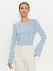 Guess Sweter Adaline W4GR08 Z2U00 Błękitny Regular Fit. Niebieskie swetry damskie Guess, m, z aplikacjami, z syntetyku, bez kołnierzyka, bez ramiączek, bez kaptura. Za 199.99 zł.