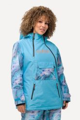Damskie Kurtka sportowa kaptur wodoodporna dwukierunkowy zamek błyskawiczny. Niebieskie kurtki damskie Ulla Popken, plus size, bez wzorów, z materiału, długie, z kapturem, snowboardowy. Za 849.99 zł.