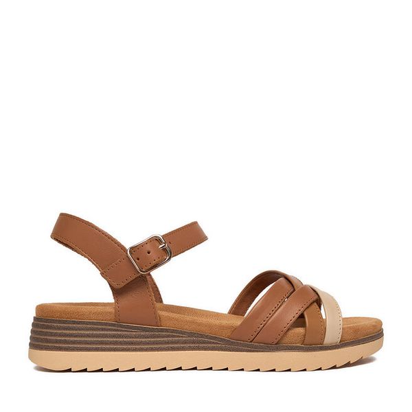 Sandały Lasocki. Brązowe sandały damskie Lasocki, bez wzorów, bez obcasa, na koturnie, bez zapięcia. Za 169.99 zł.