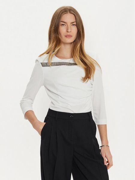 Rinascimento Bluzka CFC0121171003 Biały Regular Fit. Białe bluzki damskie Rinascimento, s, bez wzorów, z syntetyku, bez kołnierzyka, bez ramiączek. Za 209.99 zł.