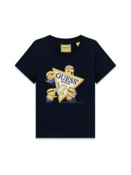 Guess Kids T-Shirt 183593 Niebieski Classic Fit. Niebieskie t-shirty dla chłopców Guess Kids, z aplikacjami, bez ramiączek. Za 114.99 zł.