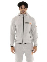 Bluza miękki z zamek błyskawiczny na co dzień. Szare bluzy męskie LEONE 1947 APPAREL, s, bez wzorów, bez kaptura. Za 492.57 zł.