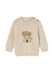 Mayoral Sweter 2341 Beżowy Regular Fit. Brązowe swetry dla chłopców Mayoral, bez wzorów, z syntetyku, bez kołnierzyka, bez kaptura. Za 149.99 zł.