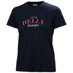 Koszulka damska Helly Hansen Cora Graphic 2.0. Niebieskie koszulki sportowe damskie Helly Hansen, l, bez wzorów, z bawełny, bez kołnierzyka. Za 239.00 zł.