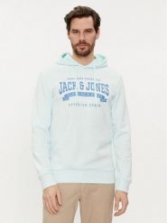 Jack & Jones Bluza Logo 12233597 Błękitny Standard Fit. Niebieskie bluzy męskie Jack & Jones, l, bez wzorów, z syntetyku, bez kaptura. Za 109.99 zł.