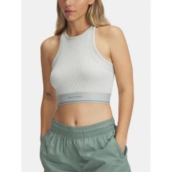 Top treningowy damski Under Armour Meridian Rib Branded Tank hydro. Zielone obuwie sportowe damskie Under Armour, bez wzorów, na fitness i siłownię. Za 129.99 zł.