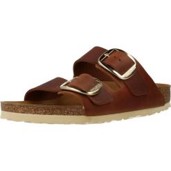 Klapki damskie Birkenstock Arizona. Brązowe klapki damskie Birkenstock, bez wzorów, z materiału, bez obcasa. Za 921.00 zł.
