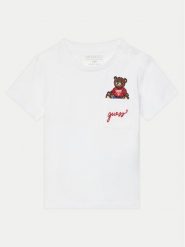 Guess T-Shirt I5RI03 I3Z14 Biały Regular Fit. Białe t-shirty dla chłopców Guess, z aplikacjami, z bawełny, bez ramiączek. Za 59.99 zł.