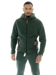 Męska bluza z kapturem z mikropolaru „Basic”. Zielone bluzy męskie LEONE 1947 APPAREL, m, bez wzorów, z polaru, z kapturem. Za 164.19 zł.