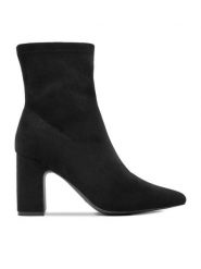 JENNY Botki CEO-HY19X094-1 Czarny. Czarne botki damskie Jenny, z materiału, bez obcasa, na słupku, bez zapięcia. Za 159.99 zł.