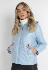 Jasnoniebieska Kurtka Tenerin. Niebieskie kurtki damskie Born2be, l, bez wzorów, z kapturem. Za 179.99 zł.