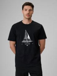 4F T-shirt relaxed z nadrukiem męski - czarny XL. Czarne t-shirty męskie 4f, m, bez wzorów, z bawełny, bez kołnierzyka. Za 69.99 zł.