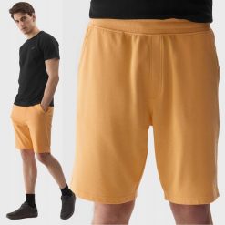 SPODENKI MĘSKIE DRESOWE 4F SPORTOWE BAWEŁNIANE PRZED KOLANO KOLOR POMARAŃCZOWY. Brązowe krótkie spodenki sportowe męskie 4f, l, bez wzorów, z bawełny, do biegania. Za 79.99 zł.
