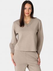 Sweter Damski Luhta Hiidis. Brązowe swetry damskie Luhta, s, bez wzorów, z bawełny, klasyczne, bez kołnierzyka, bez ramiączek, długie, bez kaptura. Za 399.00 zł.